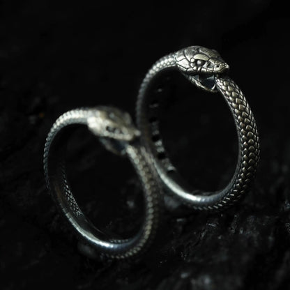 Ouroboros Snake Eating Its Tail Men’s Silver Ring