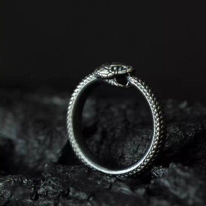 Ouroboros Snake Eating Its Tail Men’s Silver Ring