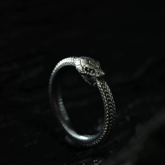 Ouroboros Snake Eating Its Tail Men’s Silver Ring