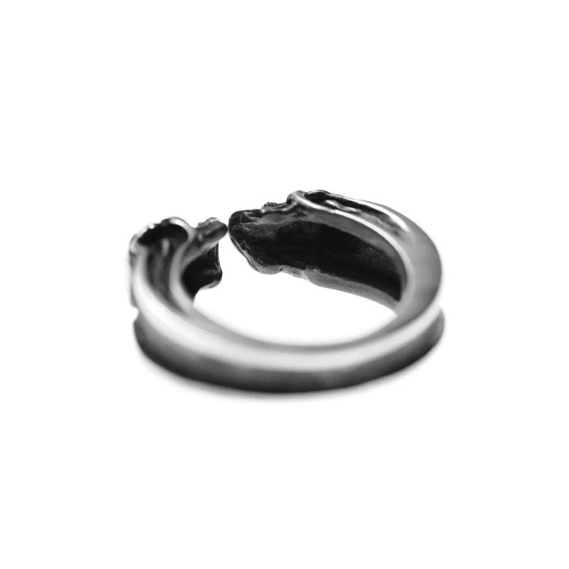 Gemini Skull Silver Cuff Ring