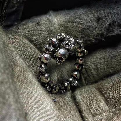 Gothic Multi Skull Men’s Silver Biker Ring