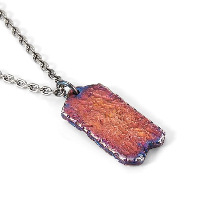 Multi-Colored Galaxy Silver Necklace with Planet Engravings and 24K Gold Meteorite Accent