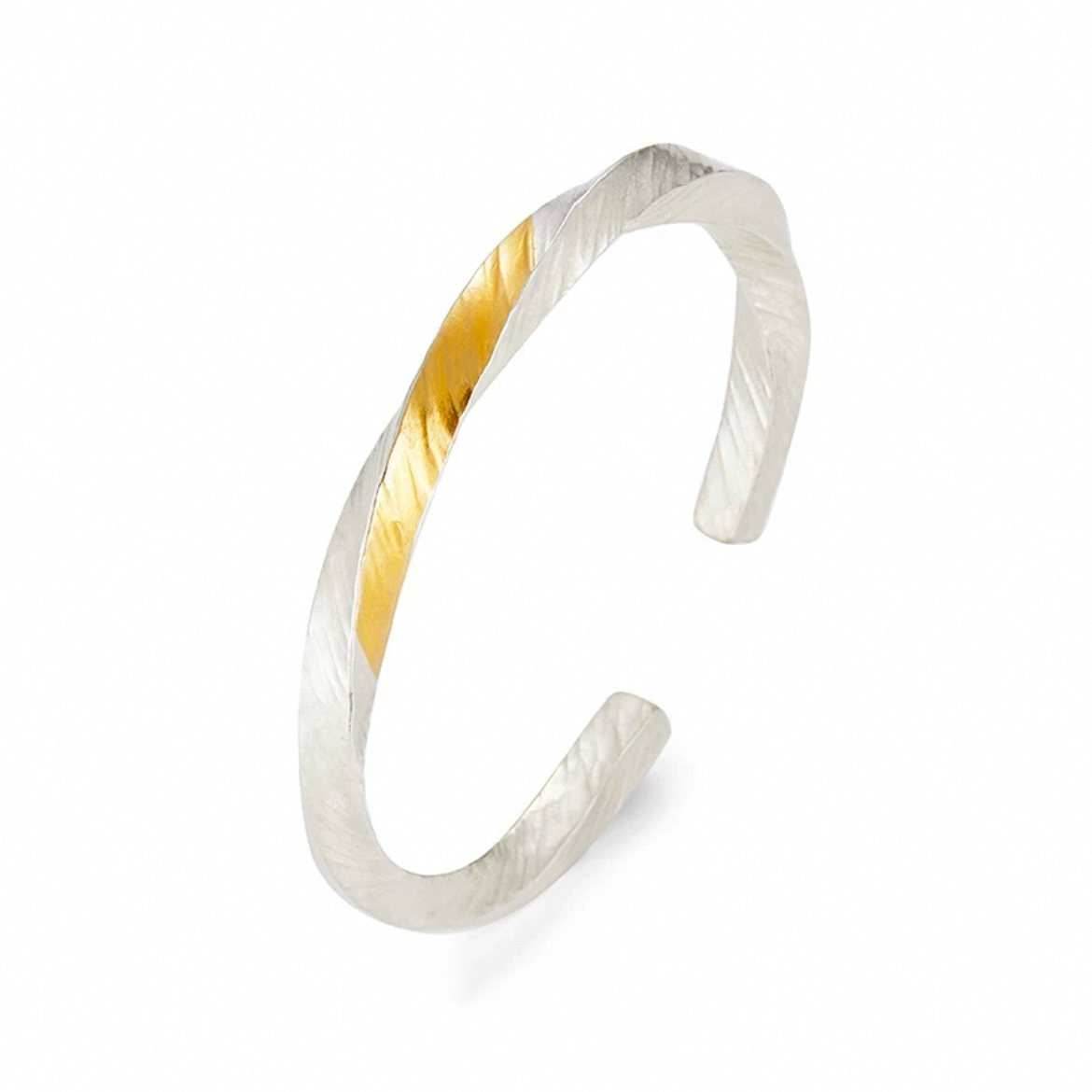 24K Gold-Gilded Mobius Strip Silver Bangle Bracelet