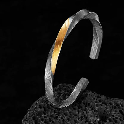 24K Gold-Gilded Mobius Strip Silver Bangle Bracelet