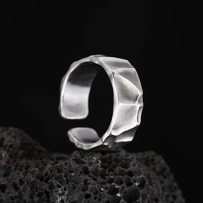 Faceted Prism Silver Cuff Ring