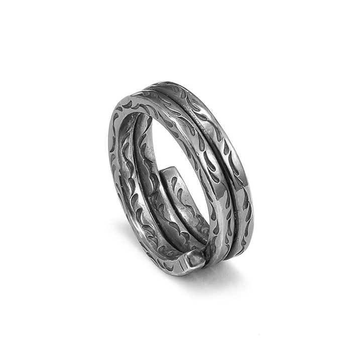 Arabesque Scroll and Vine Coil Silver Ring