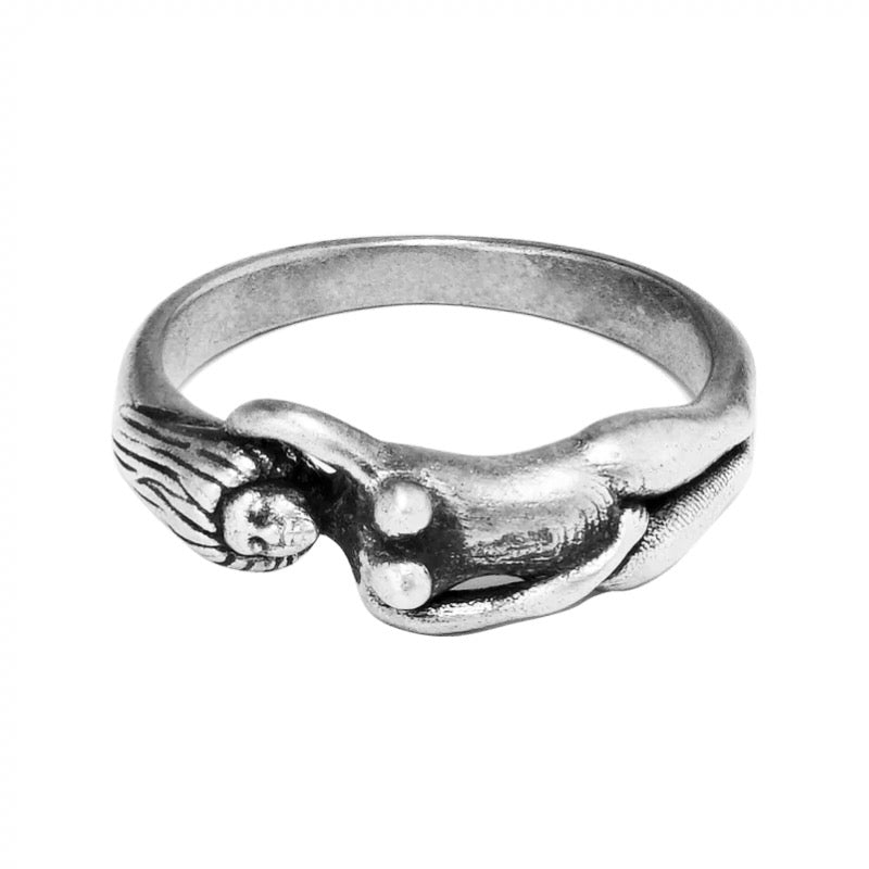 Ancient Greek Siren Naked Woman Silver Ring