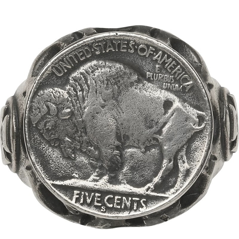 Buffalo Nickel Silver Coin Biker Ring