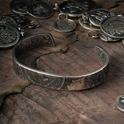 Antique Morgan Silver Dollar Coin Cuff Bracelet