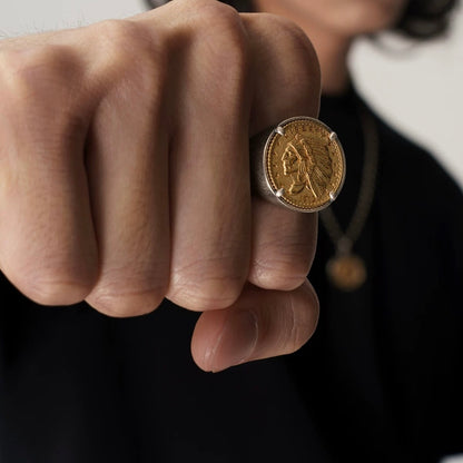 1913 Liberty Indian Head Coin Signet Ring