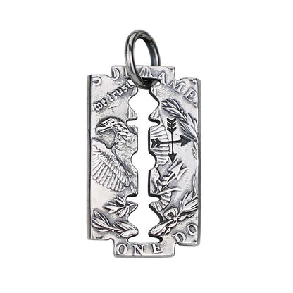 Morgan Silver Dollar Coin Razor Blade Necklace