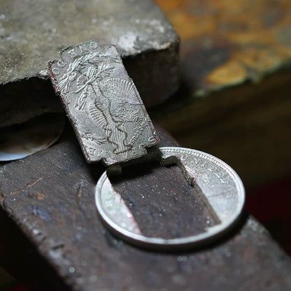 Morgan Silver Dollar Coin Razor Blade Necklace