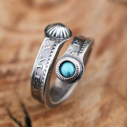 Morgan Silver Dollar Coil Ring with Natural Gemstone Inlay