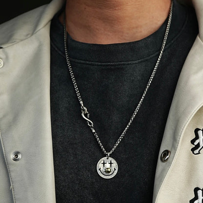 Antique US Silver Coin Necklace with Joker Smile