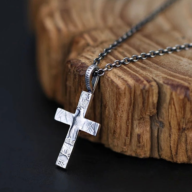 Antique US Silver Coin Cross Necklace