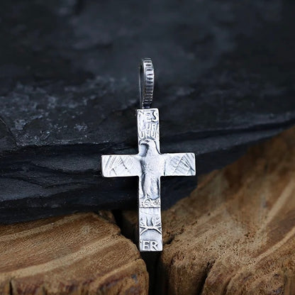 Antique US Silver Coin Cross Necklace