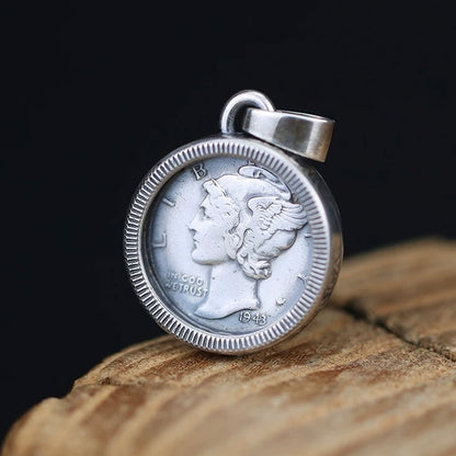 1907 Indian Head Penny Rotating Silver Coin Necklace with Smiling Face