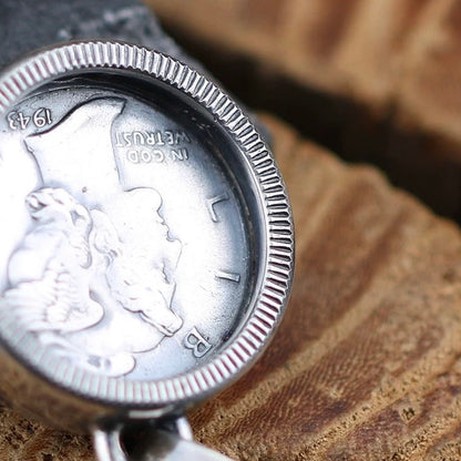 1907 Indian Head Penny Rotating Silver Coin Necklace with Smiling Face