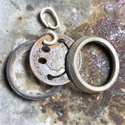 1907 Indian Head Penny Rotating Silver Coin Necklace with Smiling Face