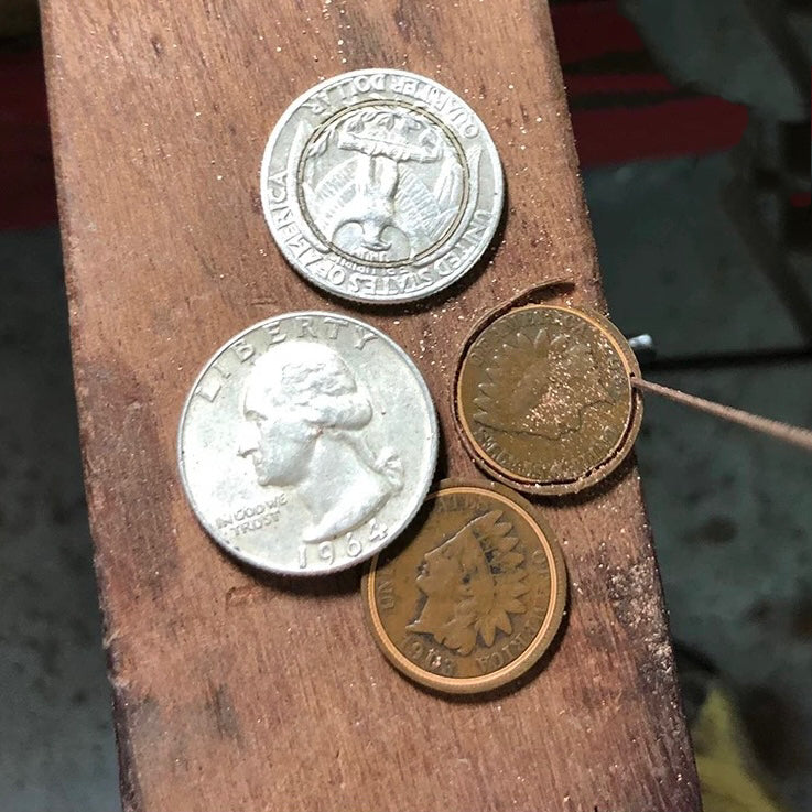 1907 Indian Head Penny in Washington Quarter Silver Coin Necklace with Inlaid Agate Beads