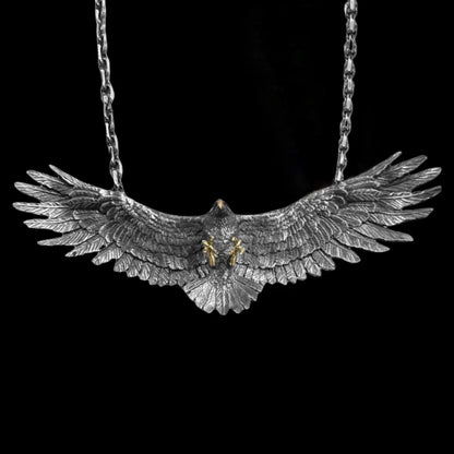 Vintage Native American Soaring Eagle Men’s Silver Necklace