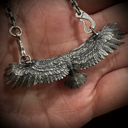 Vintage Native American Soaring Eagle Men’s Silver Necklace