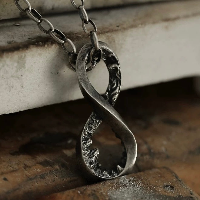 Mountain and Sea Infinity Silver Necklace