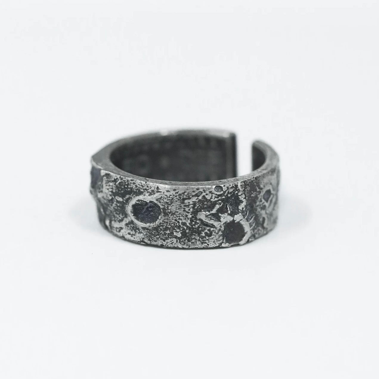 Double-Sided Moon and Sixpence Silver Cuff Ring