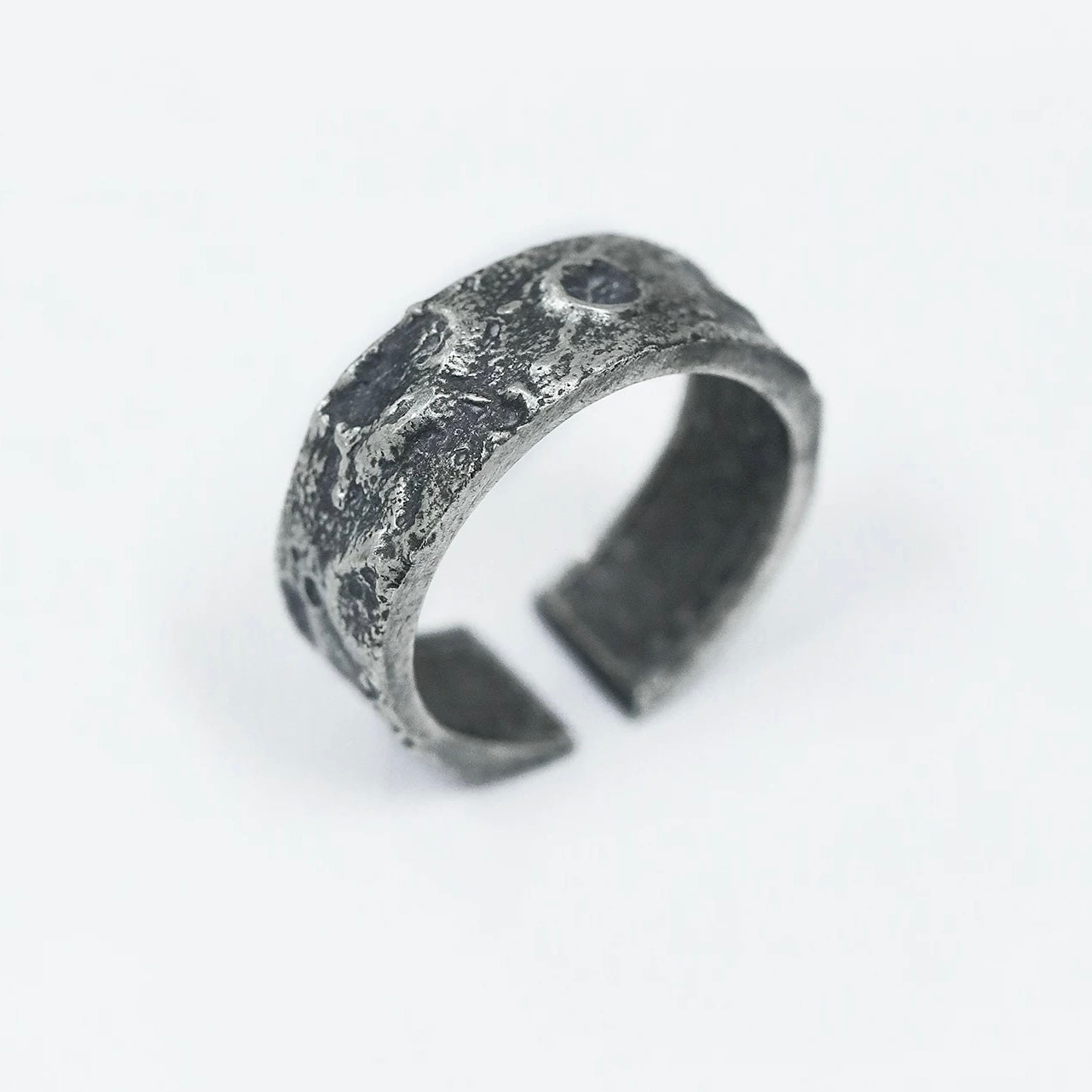 Double-Sided Moon and Sixpence Silver Cuff Ring