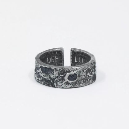 Double-Sided Moon and Sixpence Silver Cuff Ring