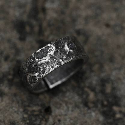 Double-Sided Moon and Sixpence Silver Cuff Ring