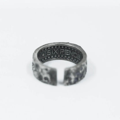 Double-Sided Moon and Sixpence Silver Cuff Ring