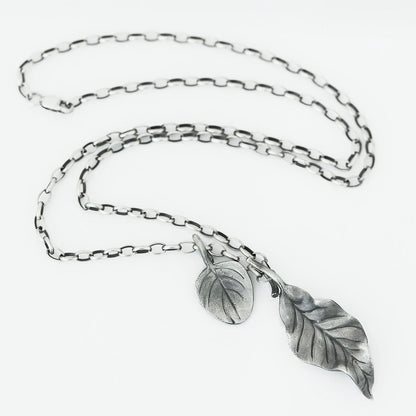 Oxidised Vintage Leaf Silver Necklace