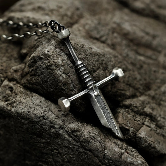 Broken Blade Men’s Silver Cross Necklace