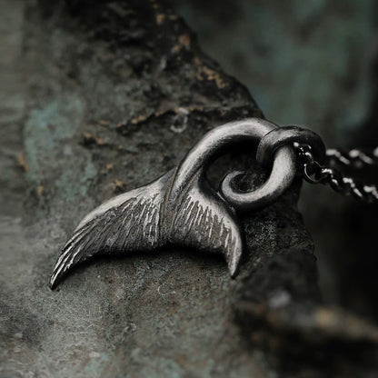 Oxidised Whale Tail Men’s Silver Necklace