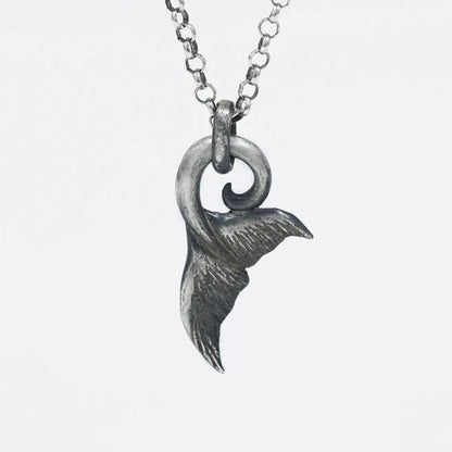 Oxidised Whale Tail Men’s Silver Necklace