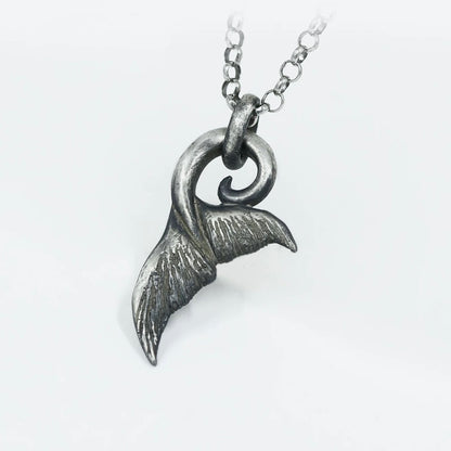 Oxidised Whale Tail Men’s Silver Necklace