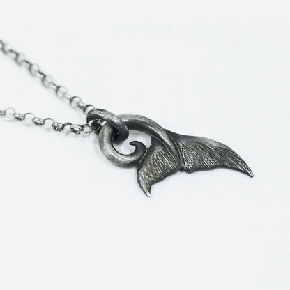 Oxidised Whale Tail Men’s Silver Necklace