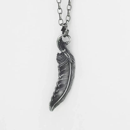 Handmade Vintage Feather Men’s Silver Necklace