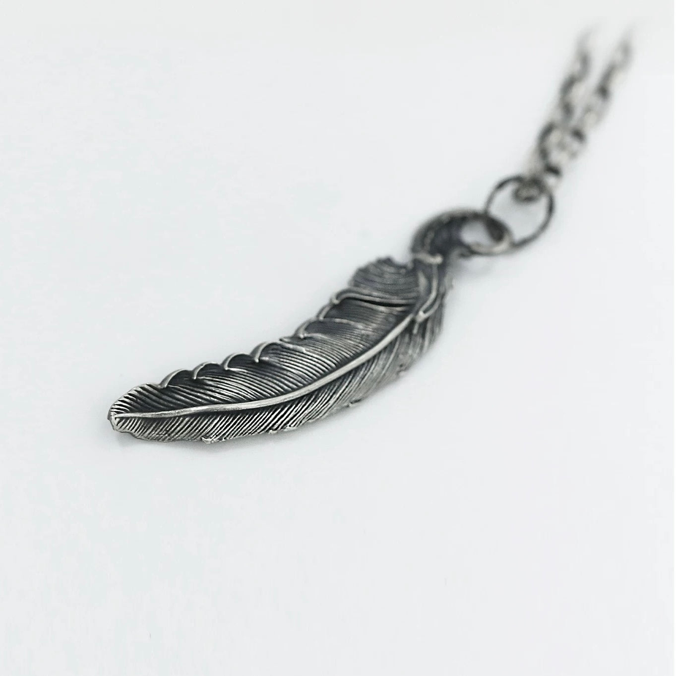 Handmade Vintage Feather Men’s Silver Necklace