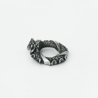 Oxidised Ouroboros Dragon Eating Its Tail Silver Necklace