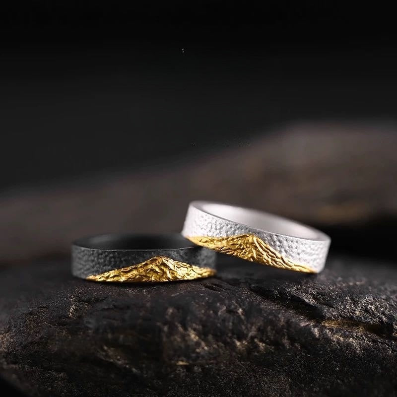 24K Gold-Gilded Mount Fuji Silver Ring