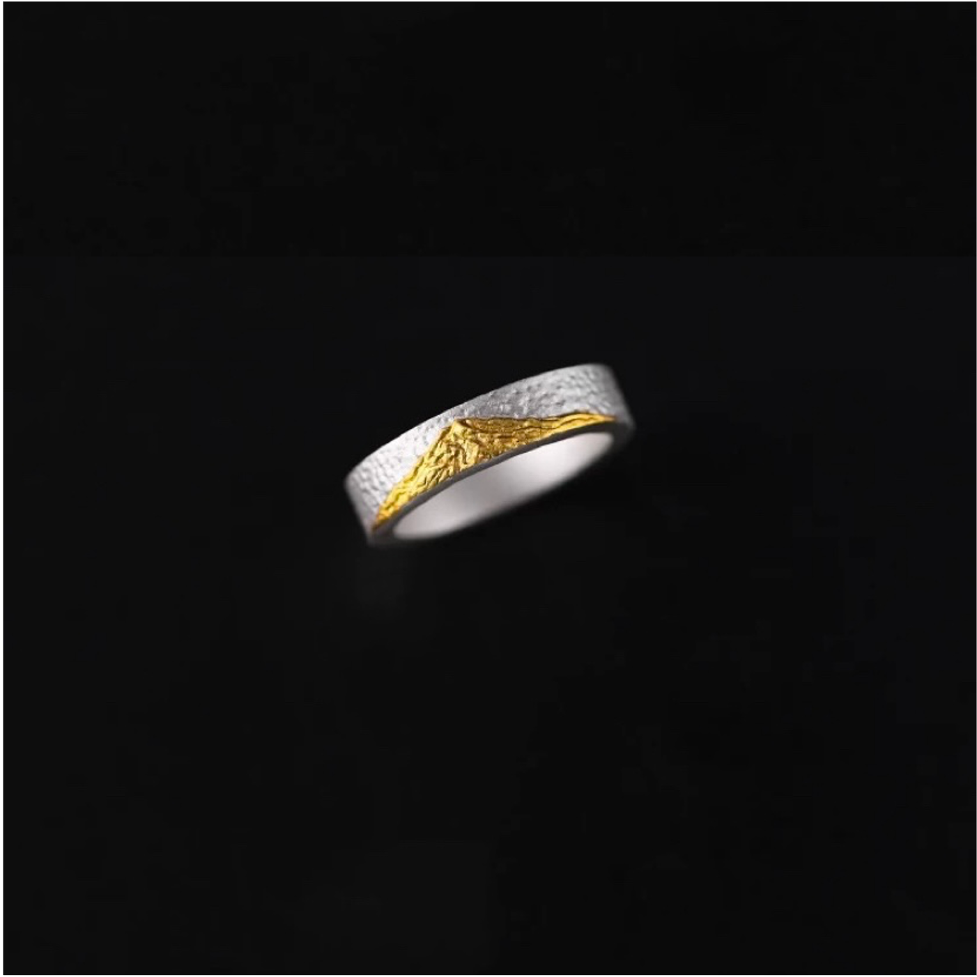 24K Gold-Gilded Mount Fuji Silver Ring