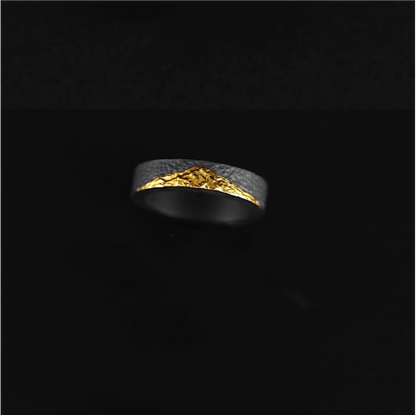 24K Gold-Gilded Mount Fuji Silver Ring